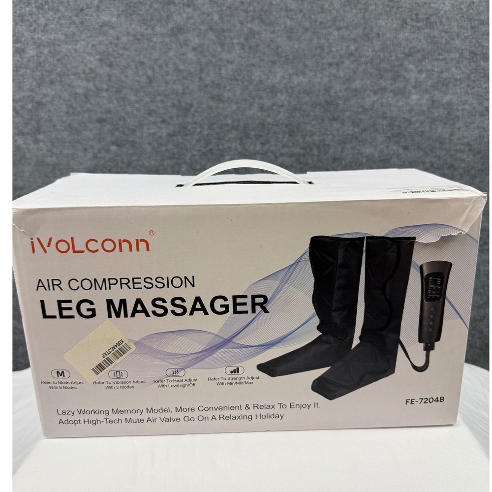 iVolconn Air Compression Leg Massager with Heat Vibration Muscle Recovery Black
